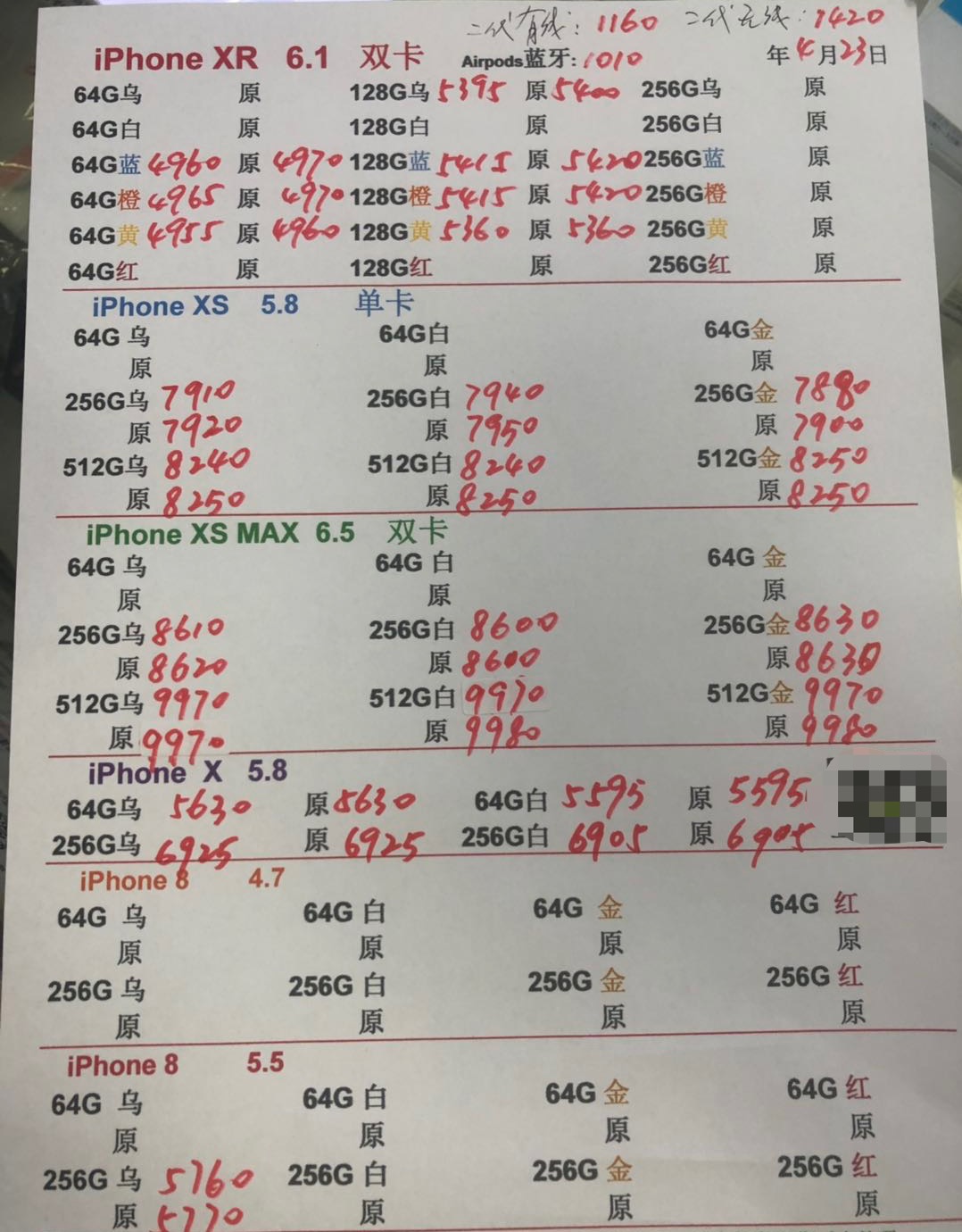 港行iPhoneXR-XS 5.8英寸单卡-XS MAX 6.5英寸双卡 三网报价单.jpg