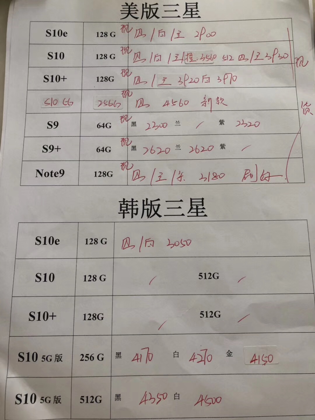 20190808-三星韩版5G S10  s10e note10美版全套报价单.jpg